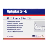 Optiplaste-E (ex-elastoplast-E) 6 cm x 2,5 metros: Ligadura elástica adesiva de algodão e viscosa (Caixa de 12 unidades)